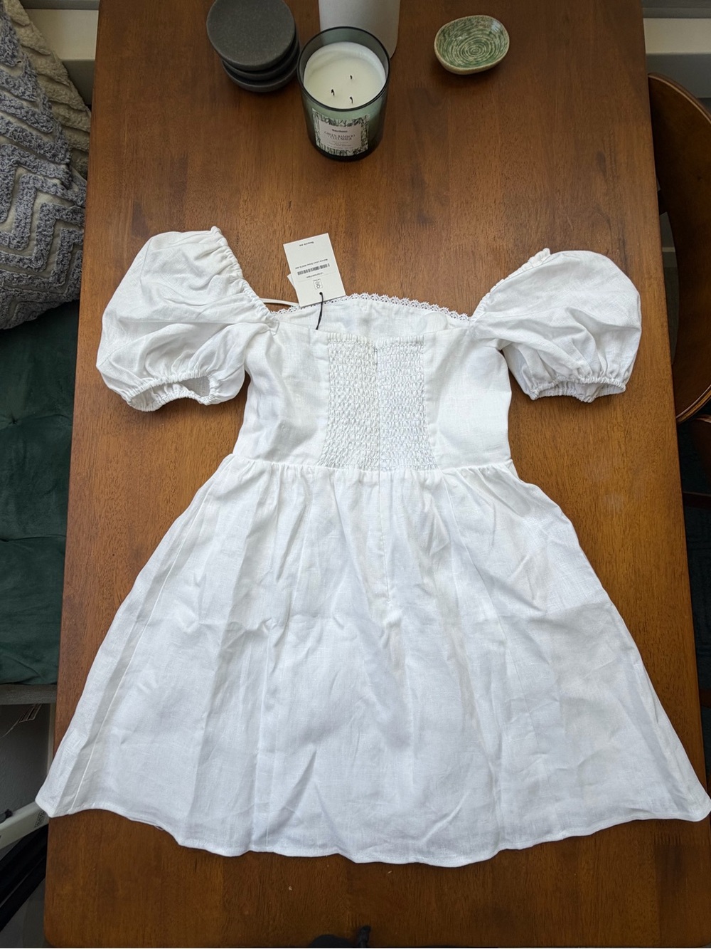 NWT: Reformation Malvina Linen Puff-Sleeve Mini Dress - women’s: Small P - Picture 7 of 16